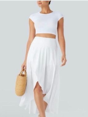 Halara White Breezeful High Waisted High-Low 2-in-1 Maxi Skirt Skort XL
